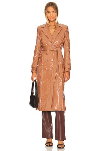 Bardot Hi-Shine Trench Coat in Camel from Revolve.com | Revolve Clothing (Global)