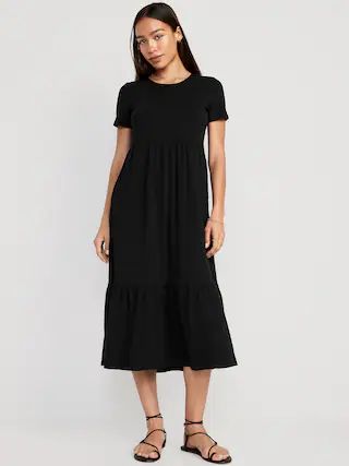 Short-Sleeve Tiered Midi Dress for Women | Old Navy (US)