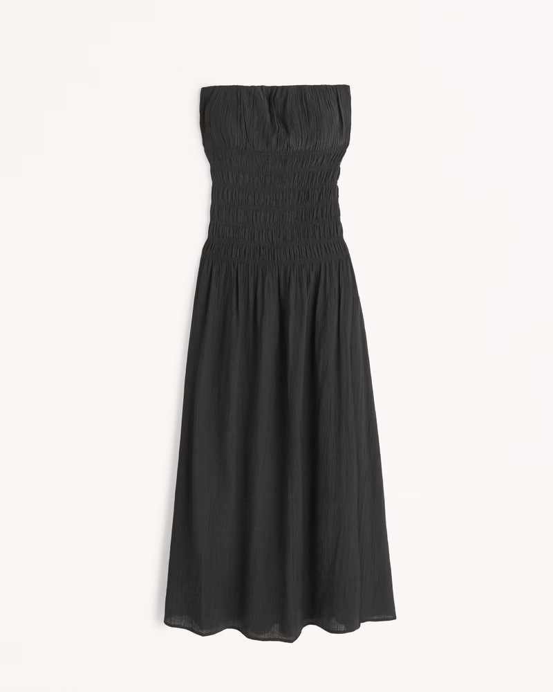 Strapless Drop-Waist Smocked Maxi Dress | Abercrombie & Fitch (US)