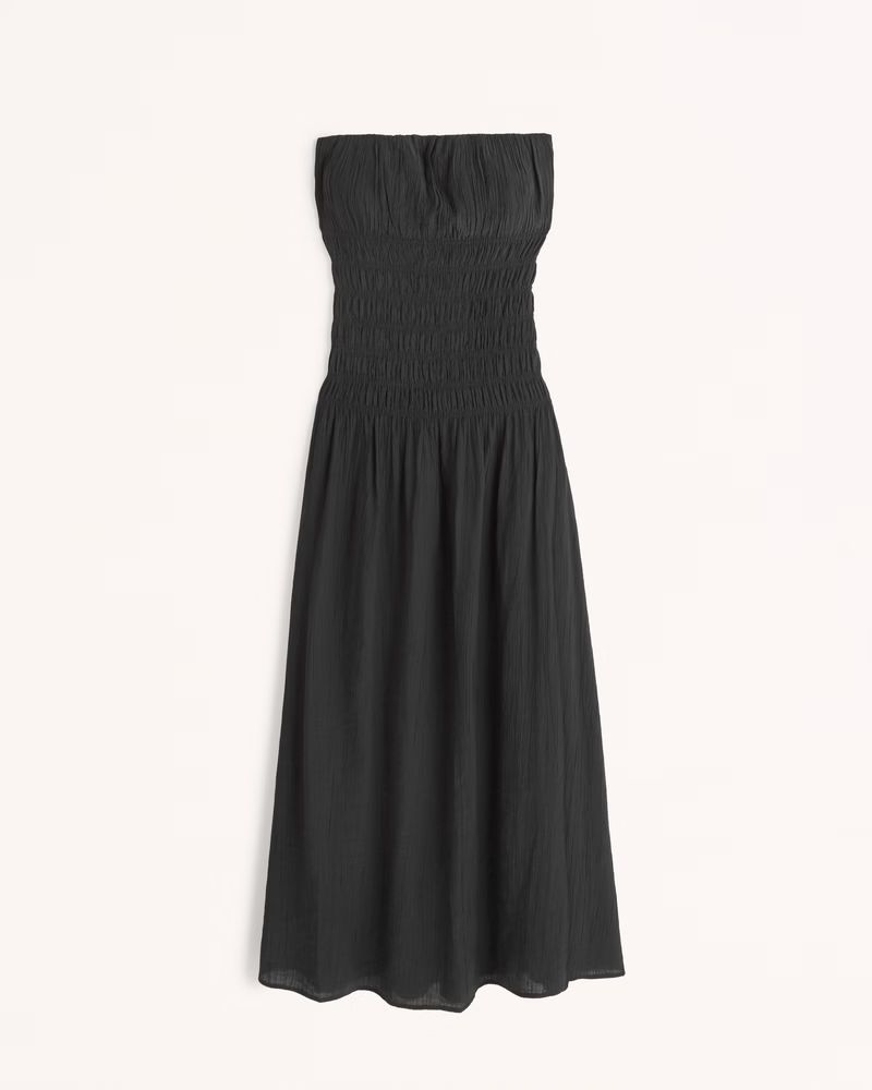 Strapless Drop-Waist Smocked Maxi Dress | Abercrombie & Fitch (US)