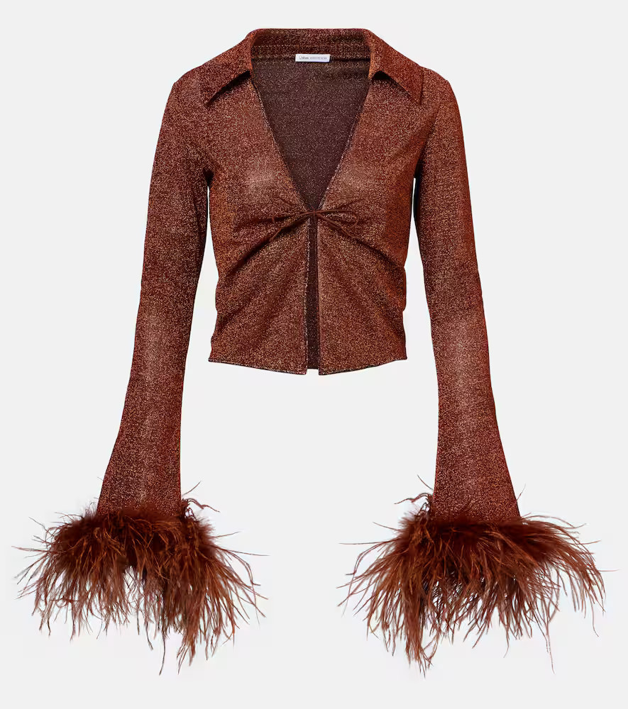 OsÃ©ree LumiÃ¨re Plumage feather-trimmed blouse | Mytheresa (US/CA)