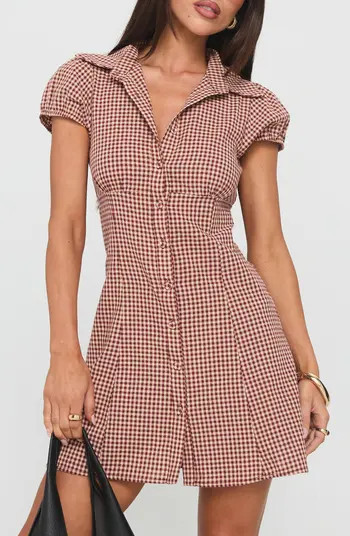 Kavira Gingham Cotton Mini Shirtdress | Nordstrom