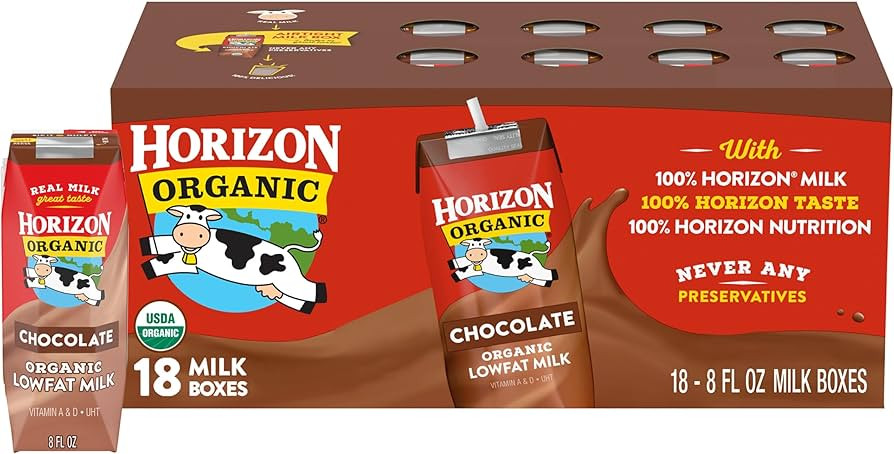 Horizon Organic Shelf-Stable 1% Low Fat Milk Boxes, Chocolate, 8 fl oz, 18 Pack | Amazon (US)