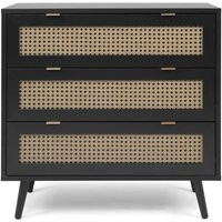 Finori - Chest of Drawers Vienna 03A Black and Rattan Print Black | ManoMano UK