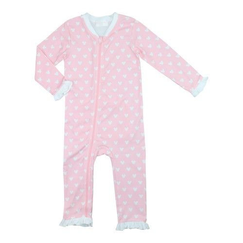 Pink And White Mouse Ears Knit Zipper Pajamas | Cecil and Lou