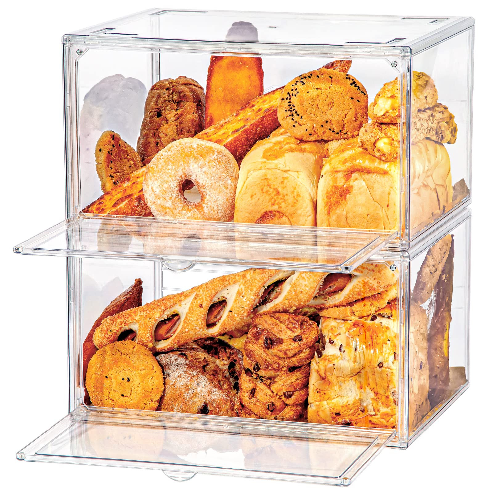2pcs Large Bread Box Kitchen Countertop upgraded - Large Capacity Transparent Bread Rack Storage ... | Amazon (US)