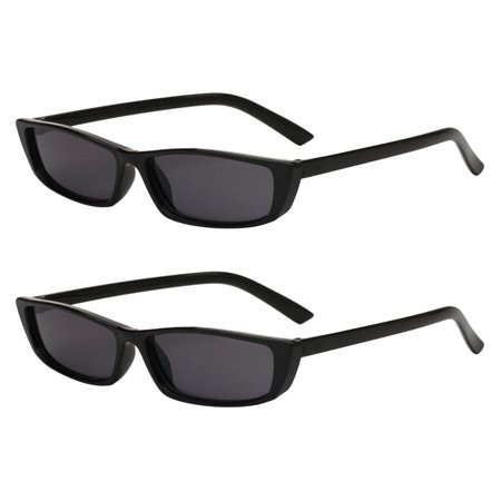 2X Retro Rectangle Sunglasses Women Eye Glasses Trend Small Frame Black Glasses Vintage Skinny Eyewear | Walmart (US)