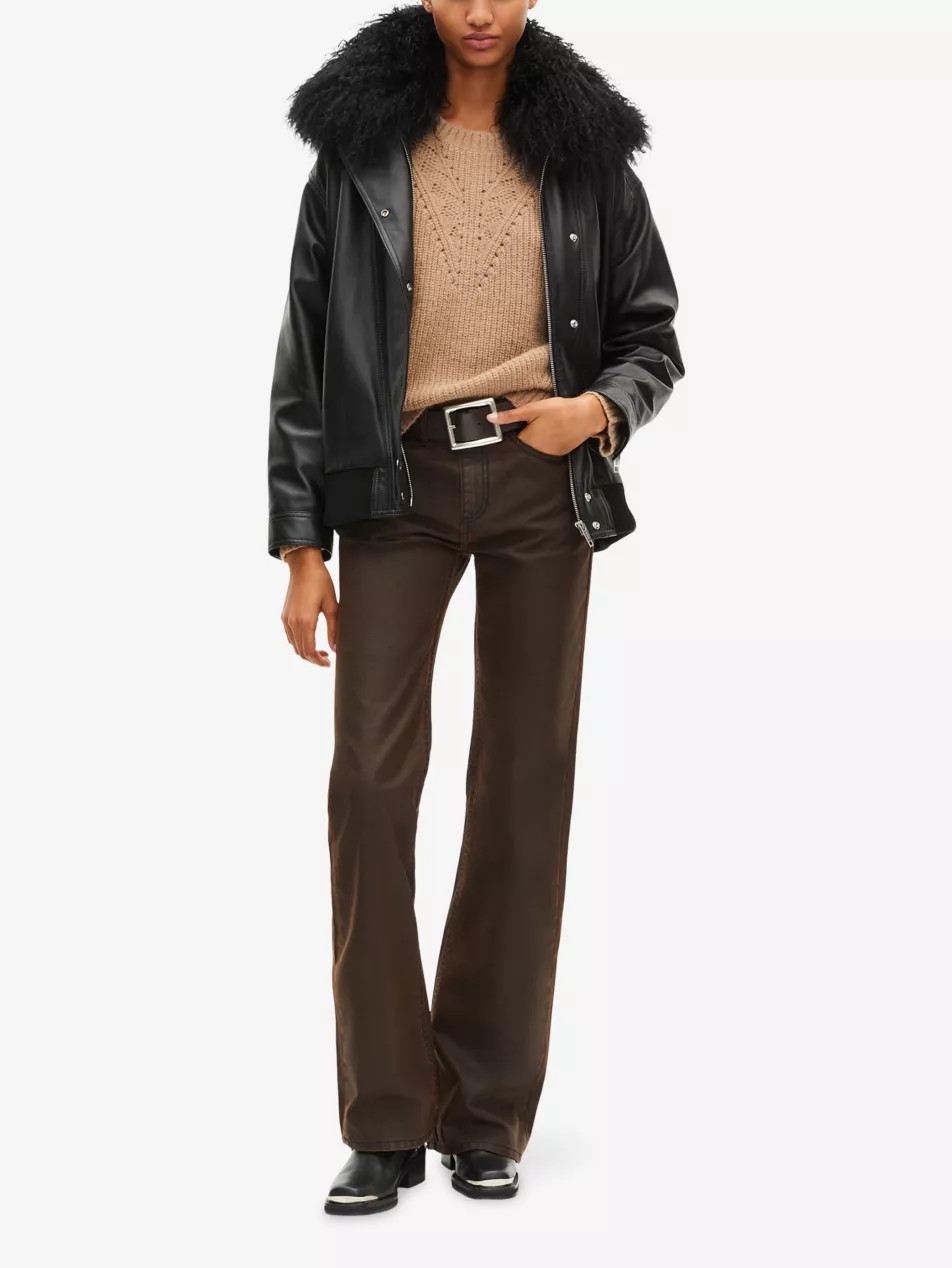 Removable-Collar Relaxed-Fit Leather Jacket | Selfridges