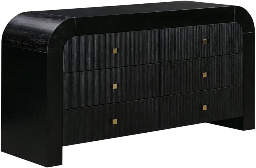 TOV Furniture Hump 32" H 6-Drawer Acacia Veneer & MDF Wood Dresser in Black | Amazon (US)