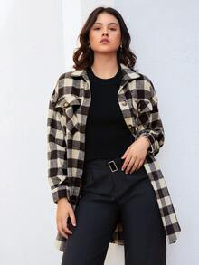 SHEIN Buffalo Plaid Flap Pocket Drop Shoulder Overcoat
   SKU: sw2108068984841891     US$13.00 
 ... | SHEIN