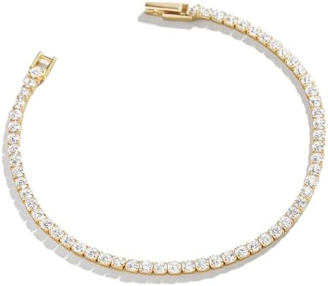 BaubleBar Bennett Tennis Bracelet for Women, 18K Gold Plated Sterling Silver - Hypoallergenic wit... | Amazon (US)