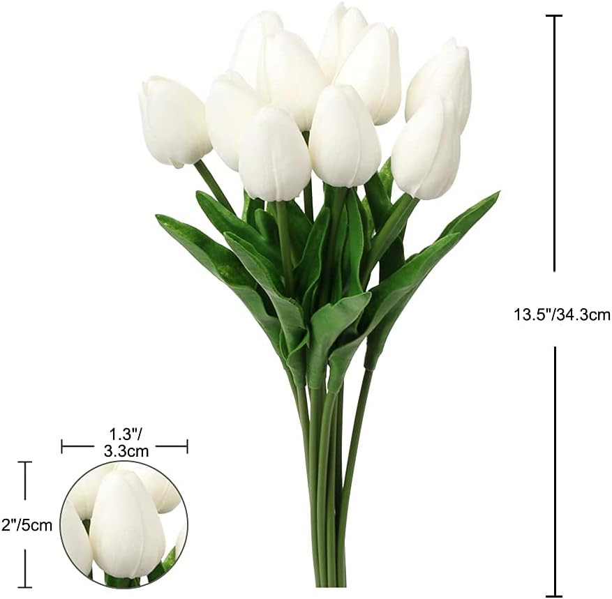 10 Pcs White Tulips Artificial Flowers Real Touch Fake Tulips Fake Flowers for Decoration 13.5" F... | Amazon (US)