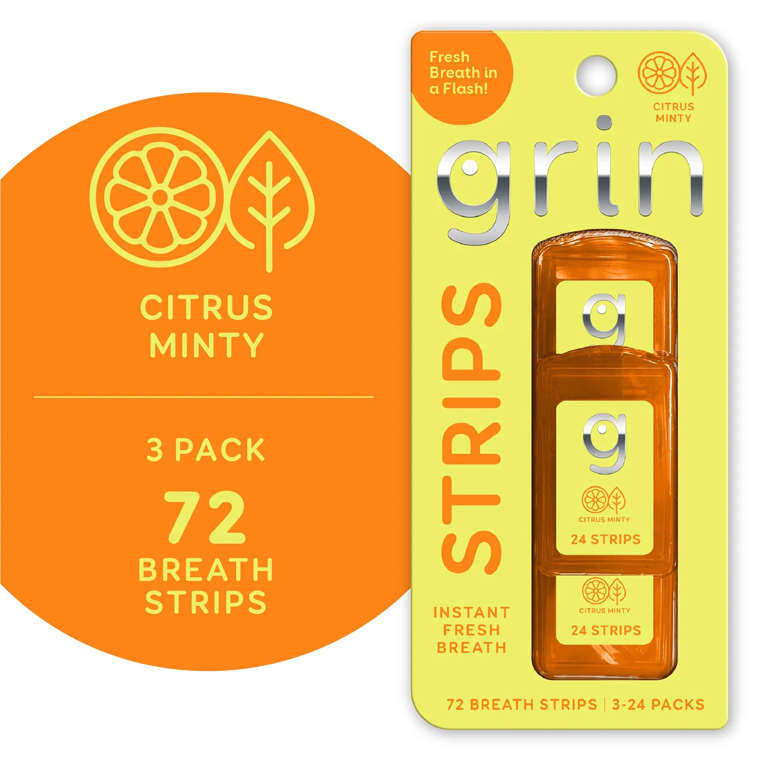 Grin Strips Breath Strips, Citrus Minty, Instant Fresh Breath, Dissolves Instantly on Your Tongue... | Walmart (US)