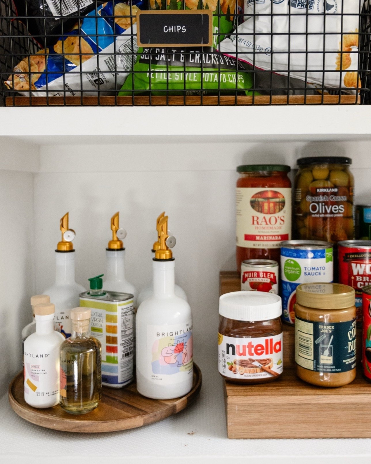 Pantry organization with Acadia turntable and can risers in wood 

#LTKHome