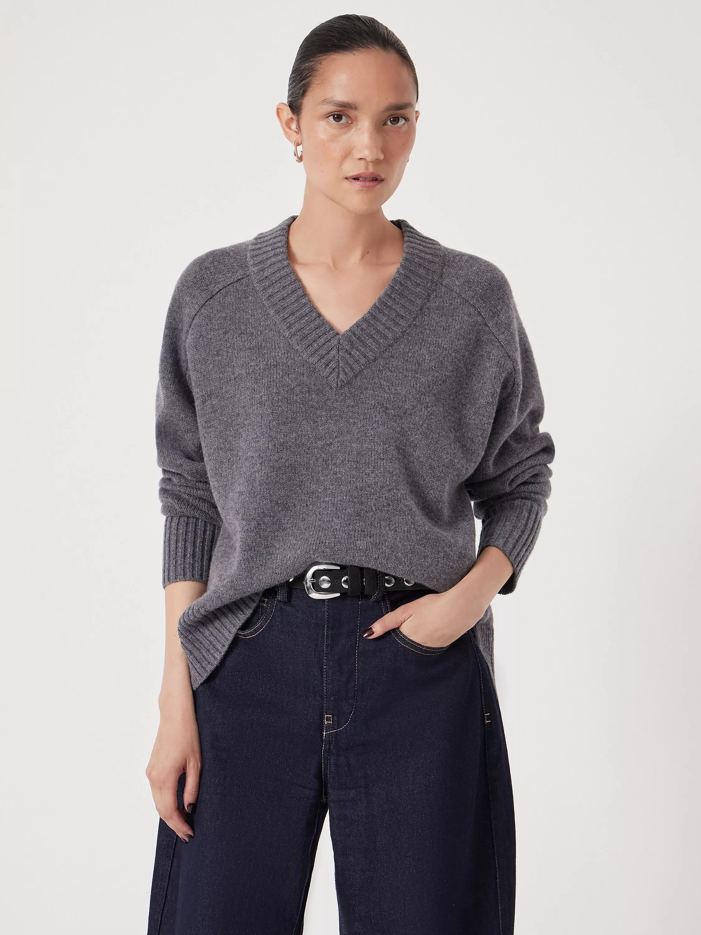 HUSH Studded Leather Belt, Black | John Lewis (UK)