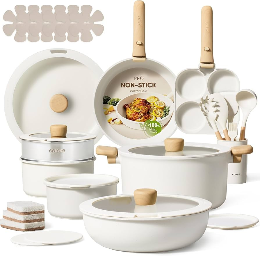 CAROTE 33pcs Pots and Pans Non Stick, Cookware Sets Detachable Handle, Induction Kitchen Pots and... | Amazon (US)
