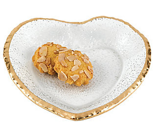 Badash Crystal Gold Edge Glass Heart Plate | QVC