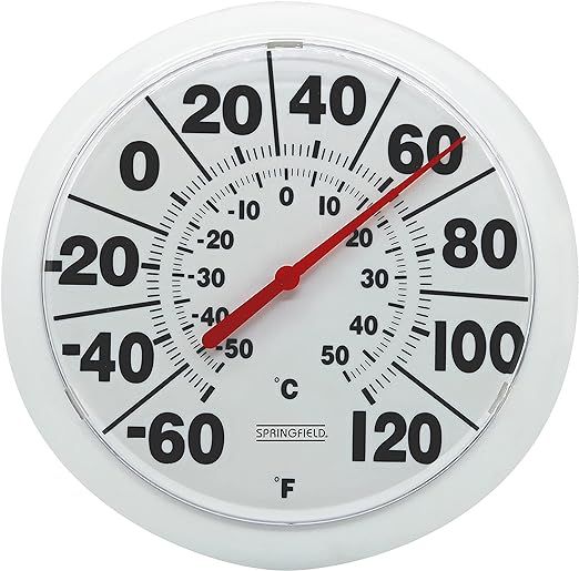 Springfield Indoor Outdoor Big Bold Thermometer, 8.5 Inch, White | Amazon (US)