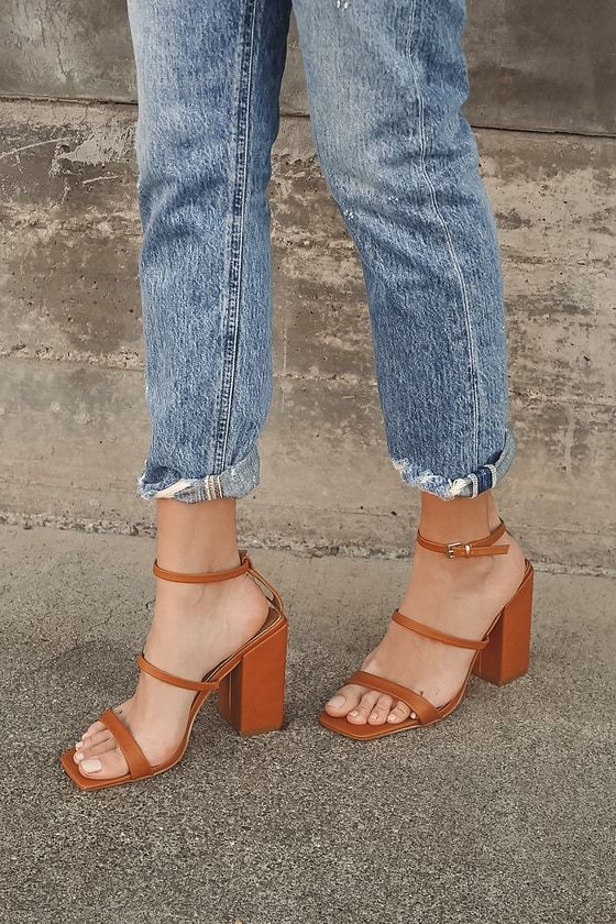 Mabie Cognac Ankle Strap High Heel Sandals | Lulus (US)