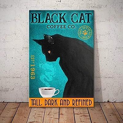 BabyElephant Black Cat Coffee Company Poster Wall Art Dog Poster for Bathroom Home Living Decor P... | Amazon (US)