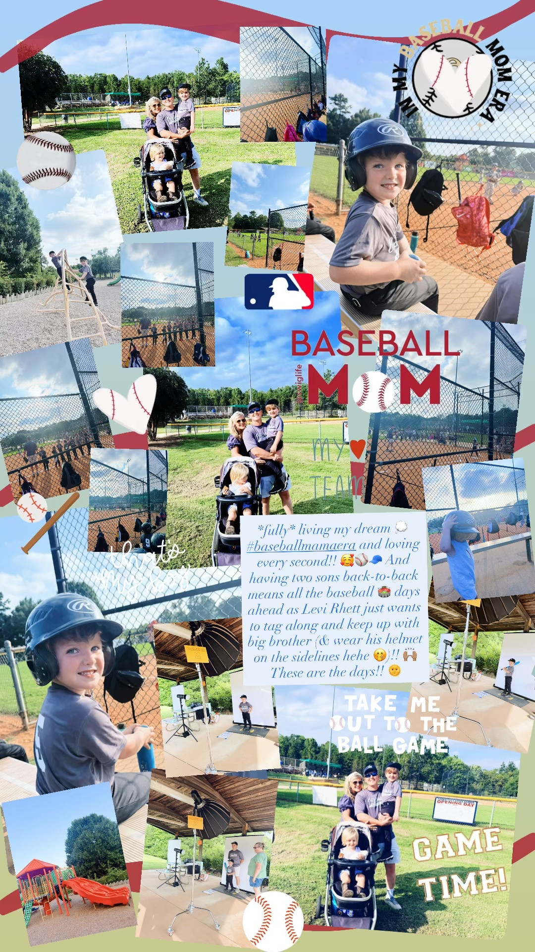*fully* living my dream 💭 #baseballmamaera and loving every second!! 🥰⚾️🧢 And having two sons back-to-back means all the baseball 🏟️ days ahead as Levi Rhett just wants to tag along and keep up with big brother (& wear his helmet on the sidelines hehe 🤭)!! 🙌🏽 These are the days!! 🌞