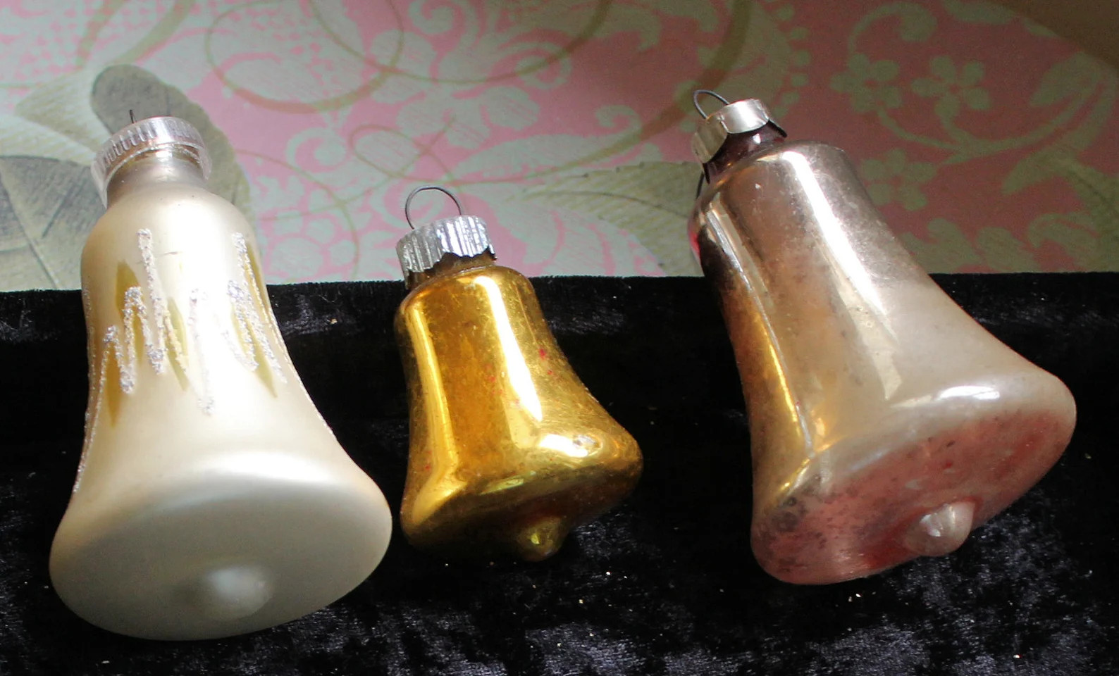 Glass Christmas Bell Shaped Ornaments (three) - Etsy | Etsy (US)