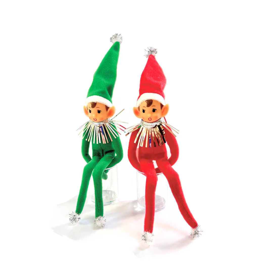 Retro Christmas Elf Knee Huggers (set of 2) - Bendable Posable Pixies - Etsy | Etsy (US)