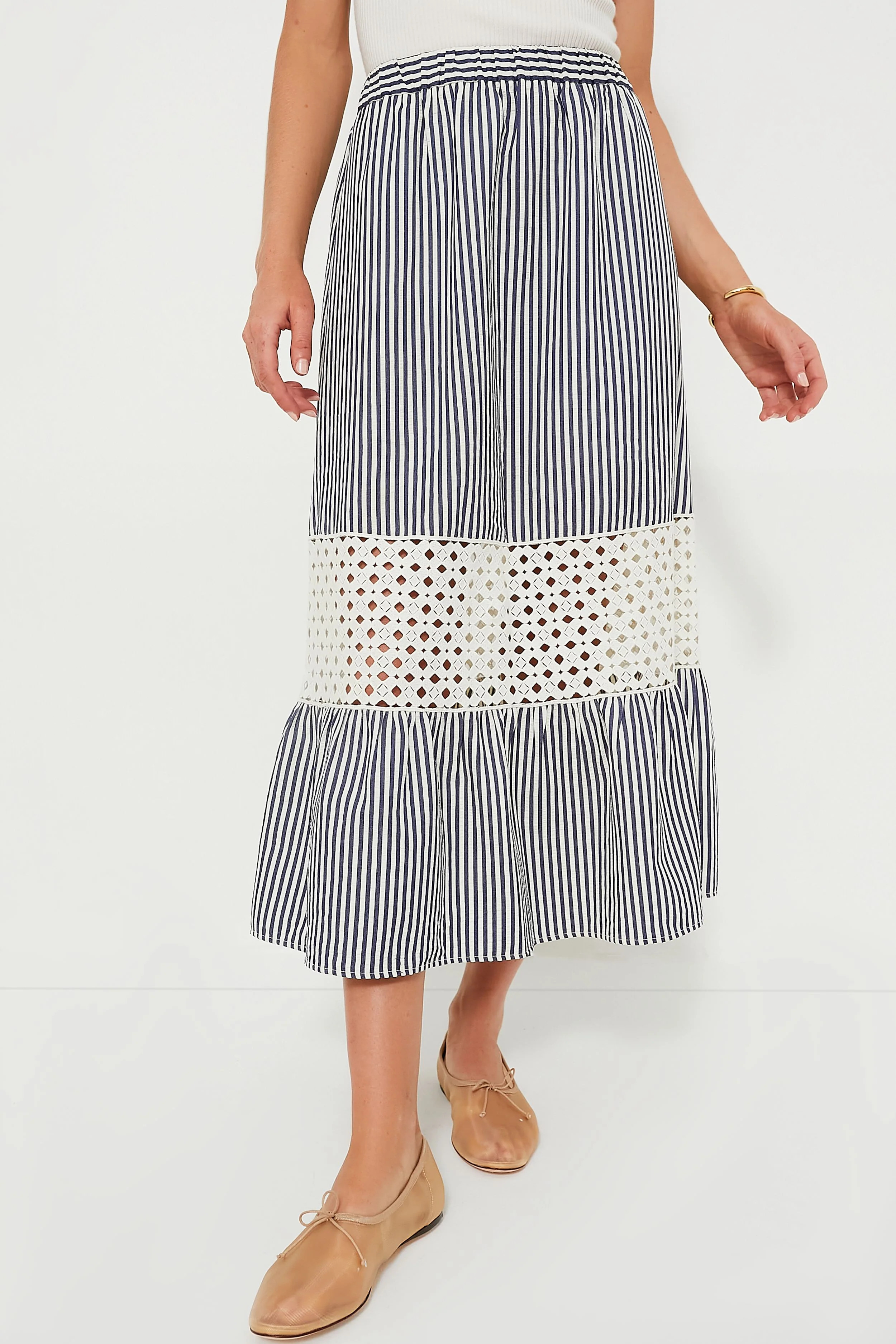 Blue Stripe Eyelet Hana Skirt | Tuckernuck (US)