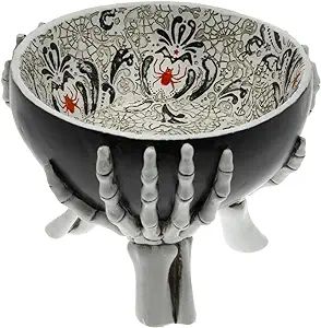 Boston International Spooky Halloween Candy Bowl, 8 x 6-Inches, Spiderwebs and Skeleton Hands | Amazon (US)