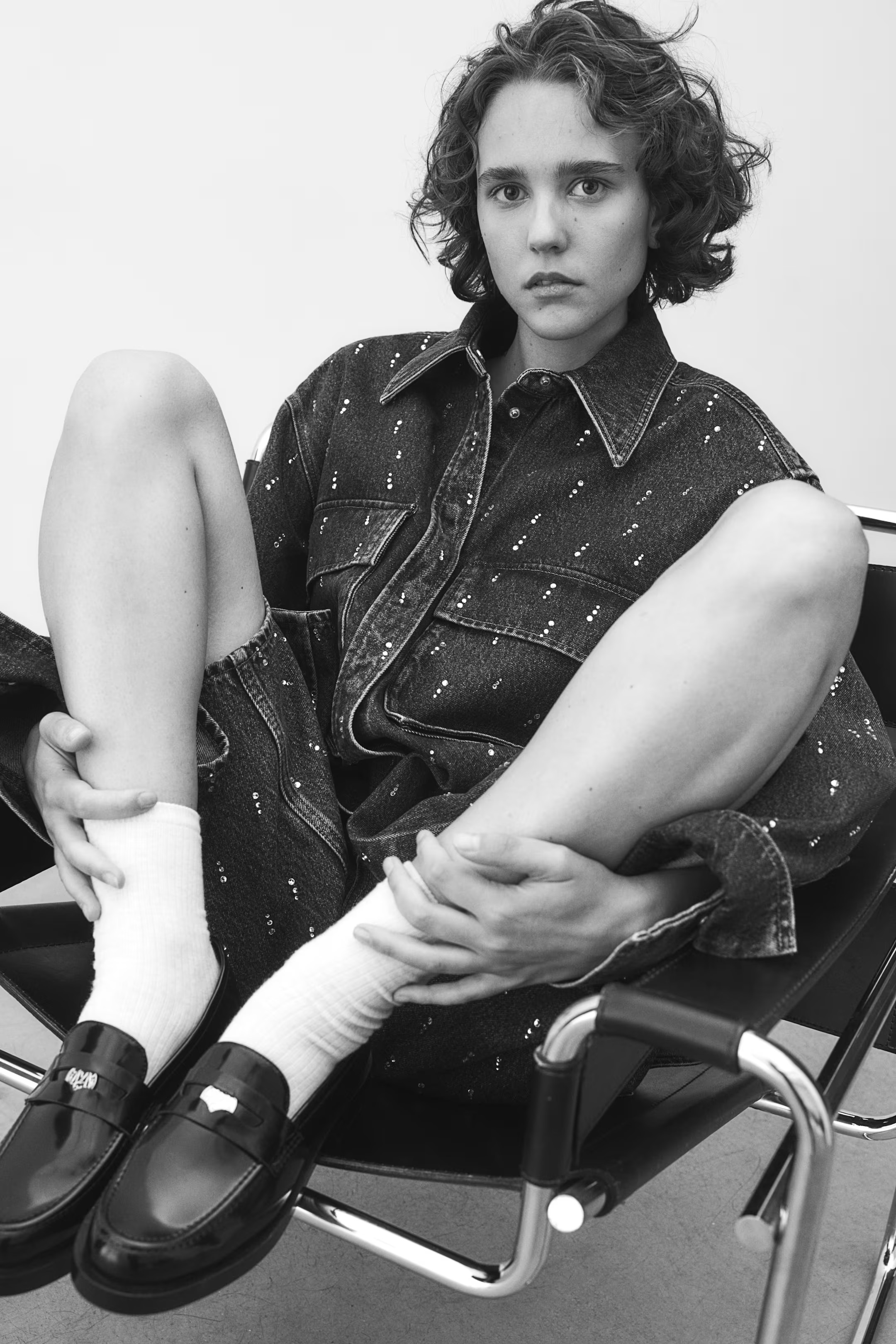 Rhinestone-Embellished Denim Shirt | H&M (US + CA)