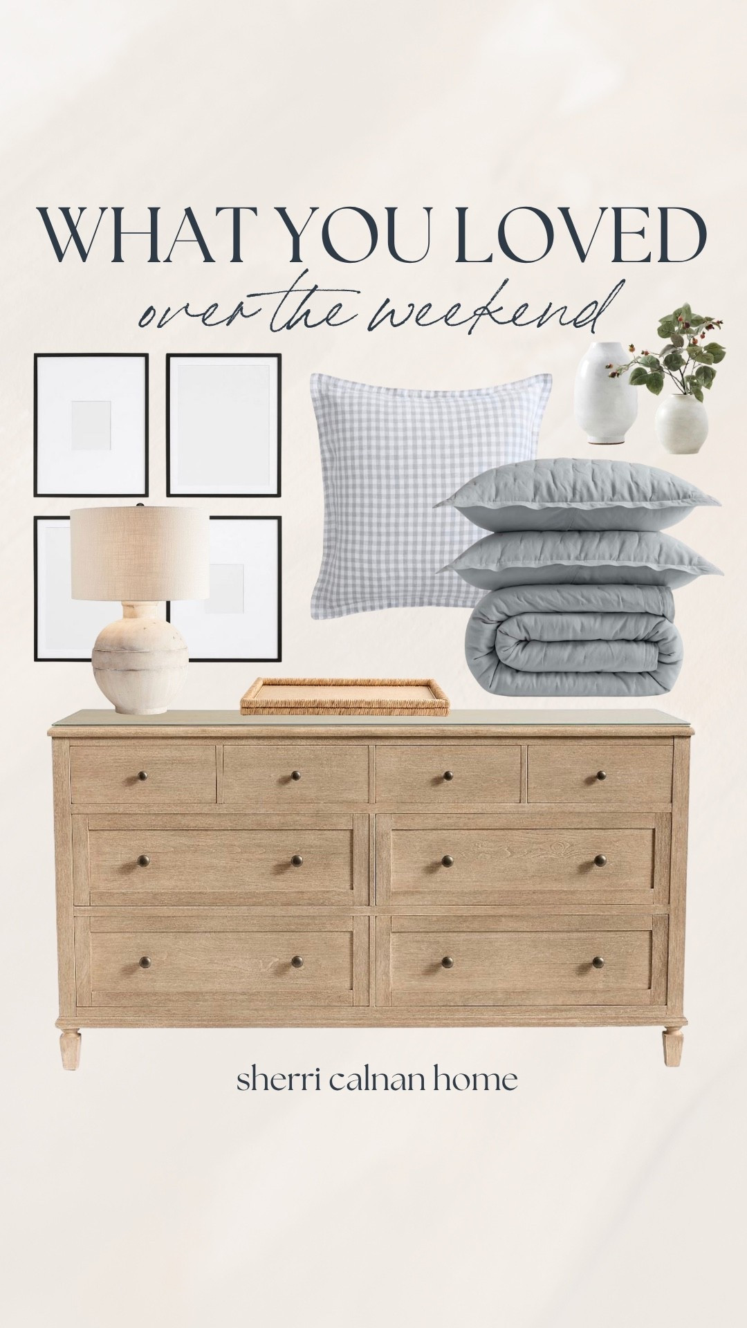 Your favorites from the weekend! Fresh bedding for the summer to fall season, a beautiful wood dresser, a timeless table lamp, neutral picture frames, and more! 🤍✨

#LTKHome #LTKSaleAlert