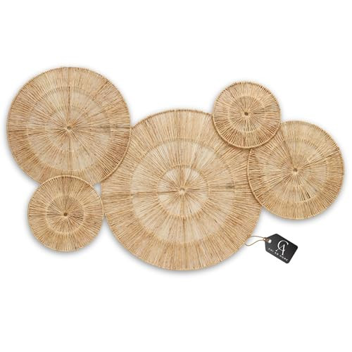 CHI AN HOME 18 Inch Boho Wall Decor – Set of 5 Woven Jute Wall Baskets, Boho Wall Art & Decorative Basket Set, Farmhouse Wall Hanging, Handwoven Wall Plates for Living Room, Bedroom – 18", 14", 11", 8", 7" | Amazon (US)