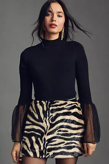 By Anthropologie Tulle-Cuffed Sweater | Anthropologie (US)