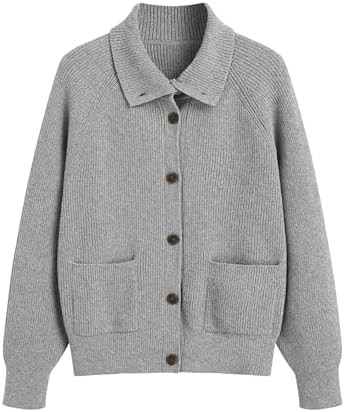 ZAFUL Women's Fall Chunky Cardigan Sweaters Trendy 2025 Mock Neck Button Down Long Sleeve Casual ... | Amazon (US)