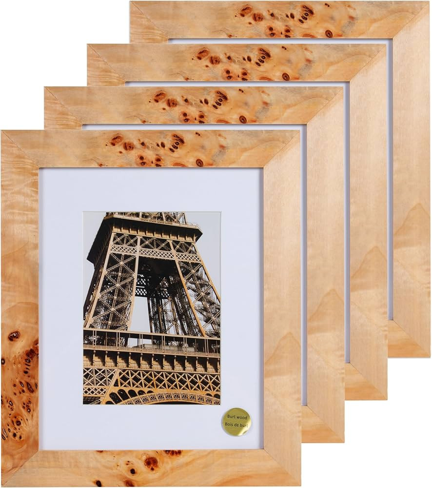 Concepts (Set Of 4 8X10 Burl Wood Picture Frames Matted To 5X7-NATURAL FINISH Picture Frames for ... | Amazon (US)