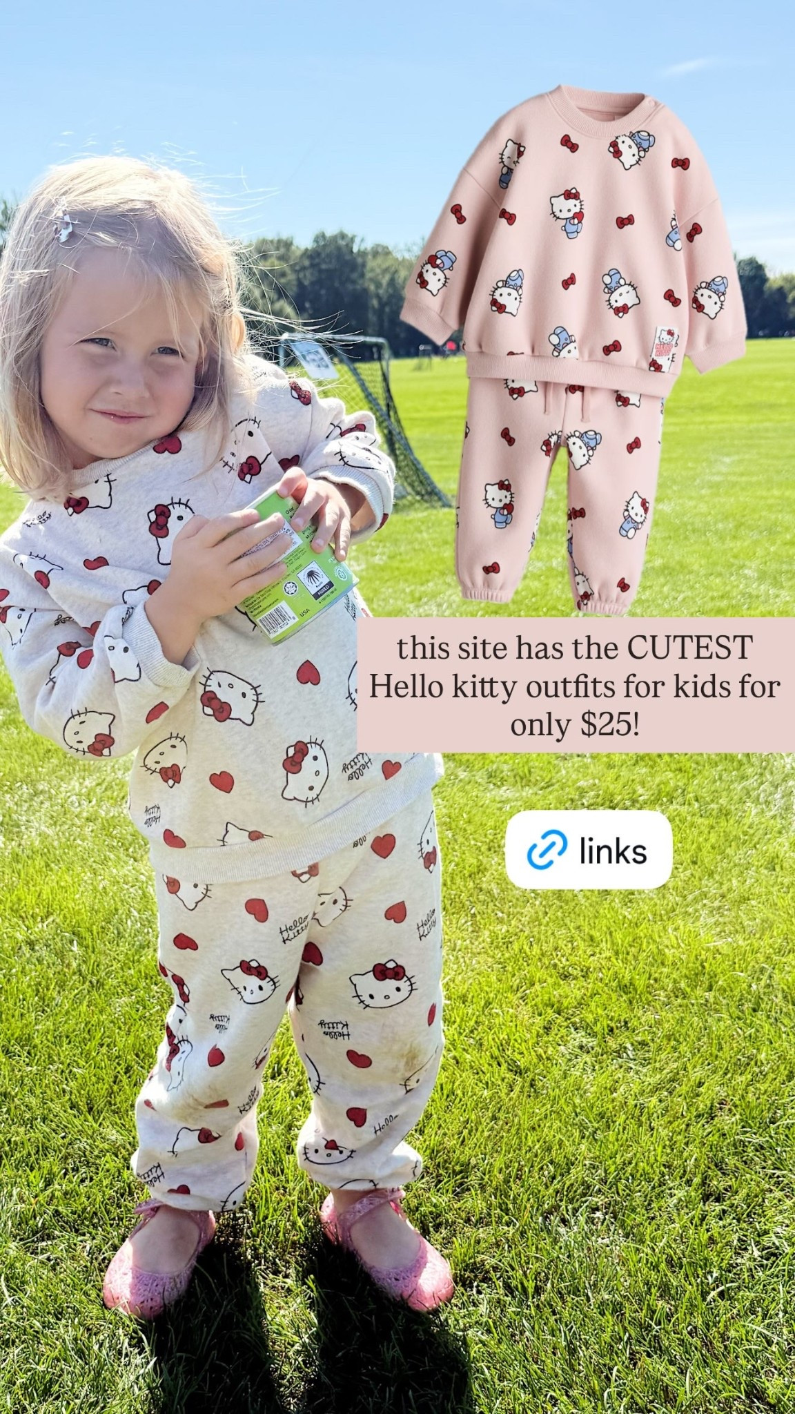 this site has the CUTEST 
Hello kitty outfits for kids for only $25! @h&m