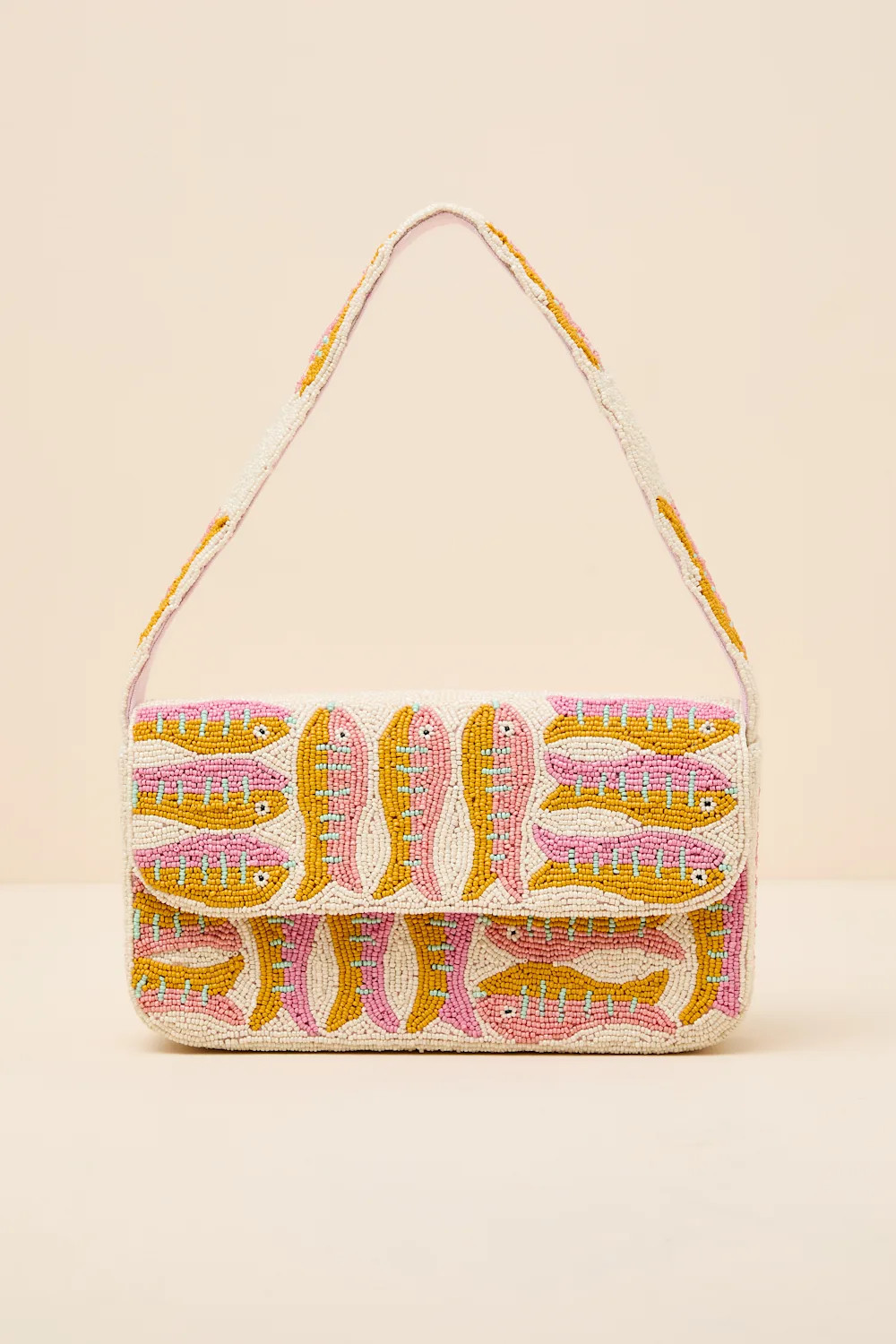 Scylla Ivory Multi Print Beaded Shoulder Bag | Lulus