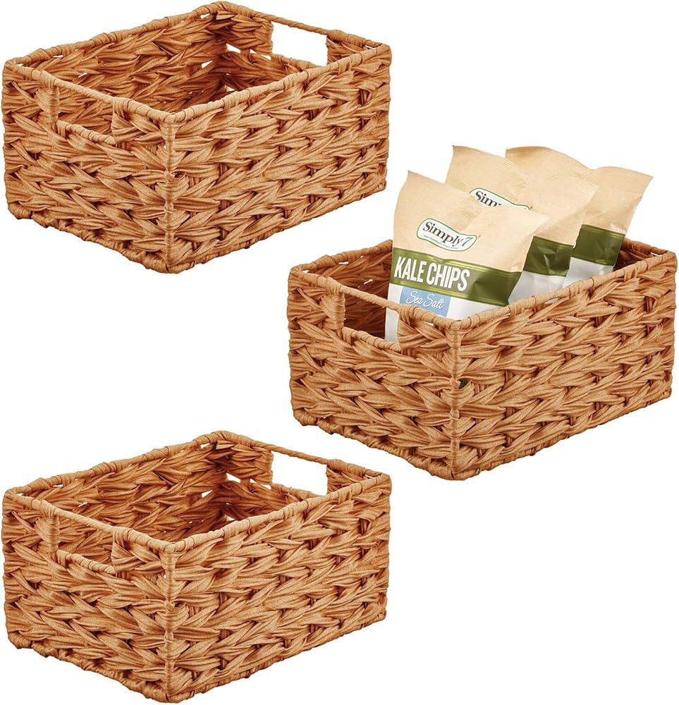 mDesign Woven Farmhouse Kitchen Pantry Food Storage Organizer Basket Bin Box - Container Organiza... | Amazon (US)