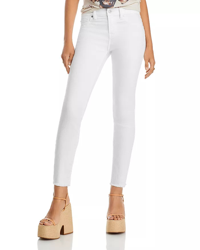 Roxanne Mid Rise Raw Hem Ankle Skinny Jeans in White Fashion | Bloomingdale's (US)