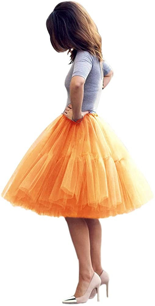 Babyonline Lady's Princess Tutu Tulle Midi Knee Length Skirt Underskirt | Amazon (US)