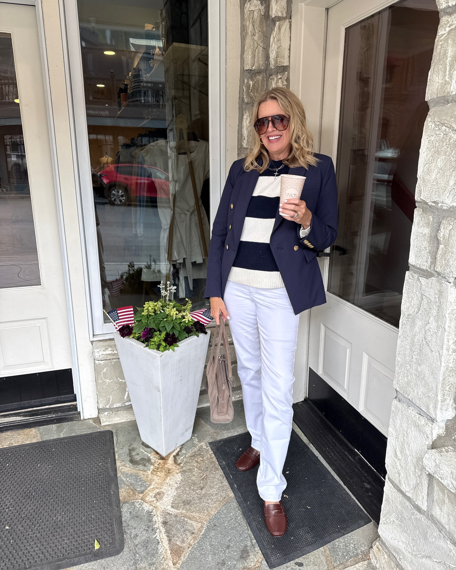 Dressing your joy 
With @onequince 

Navy and white always works- Classic pieces to build your wardrobe, Affordable yet so Lux . 

-Double  Brest Scuba Blazer - so good I own it in two color
-Bold stripe Cashmere sweater 
-Suede Bag you’ll reach for on repeat 

My promo code is: INFG-26DARCYVANDENBERG10 
New customers will receive 10% off their first purchase with my code,

#LTKootd #LTKWorkwear #LTKgrwm