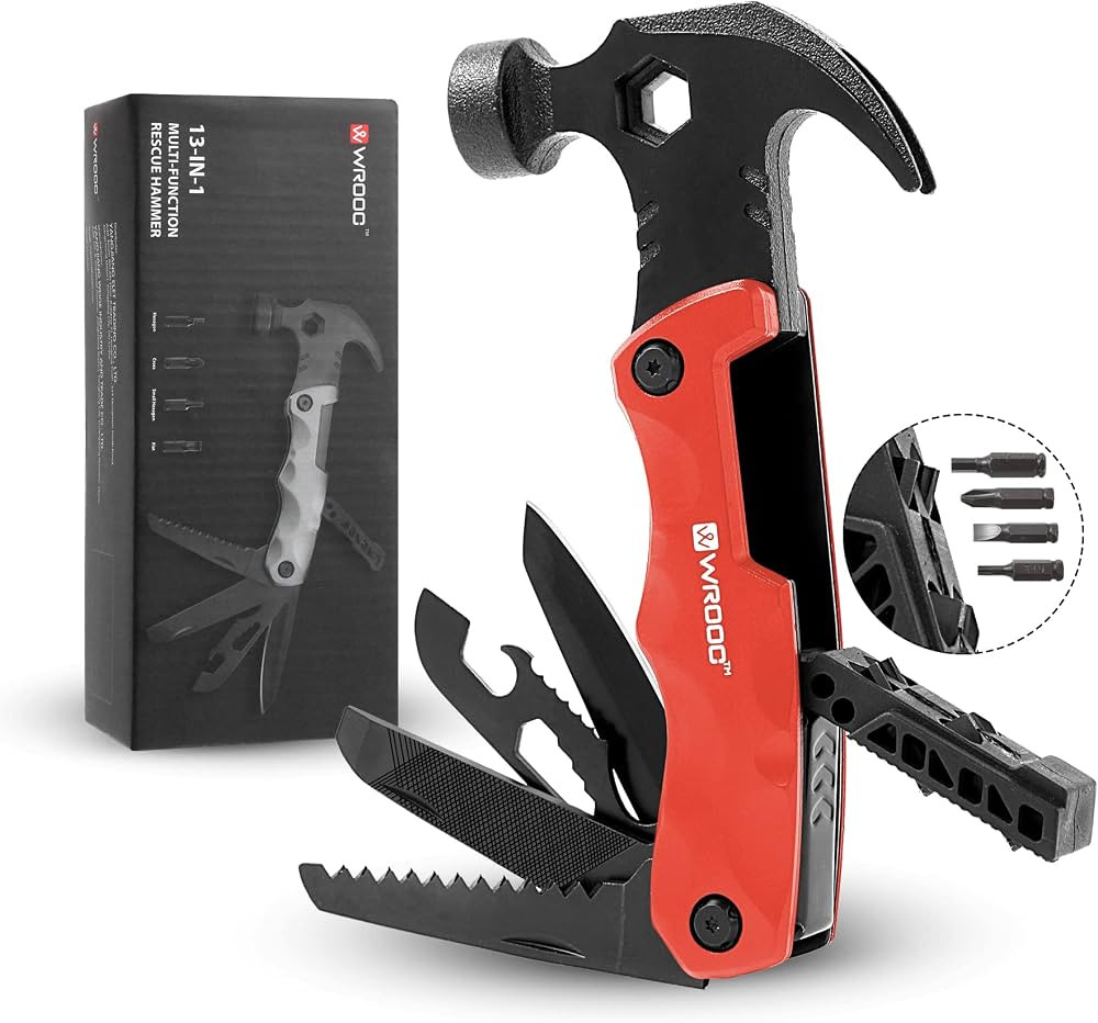 WROOC Fathers day Multi tool,Stocking Stuffers,cool gadgets for men him,13 in 1 Survival multitoo... | Amazon (US)