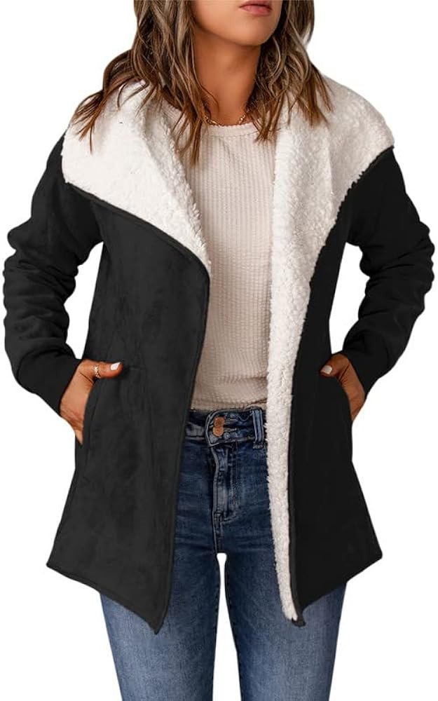 Dokotoo Women's Winter Warm Stand Collar Sherpa Lined Outerwear Fleece Jacket Coats | Amazon (US)