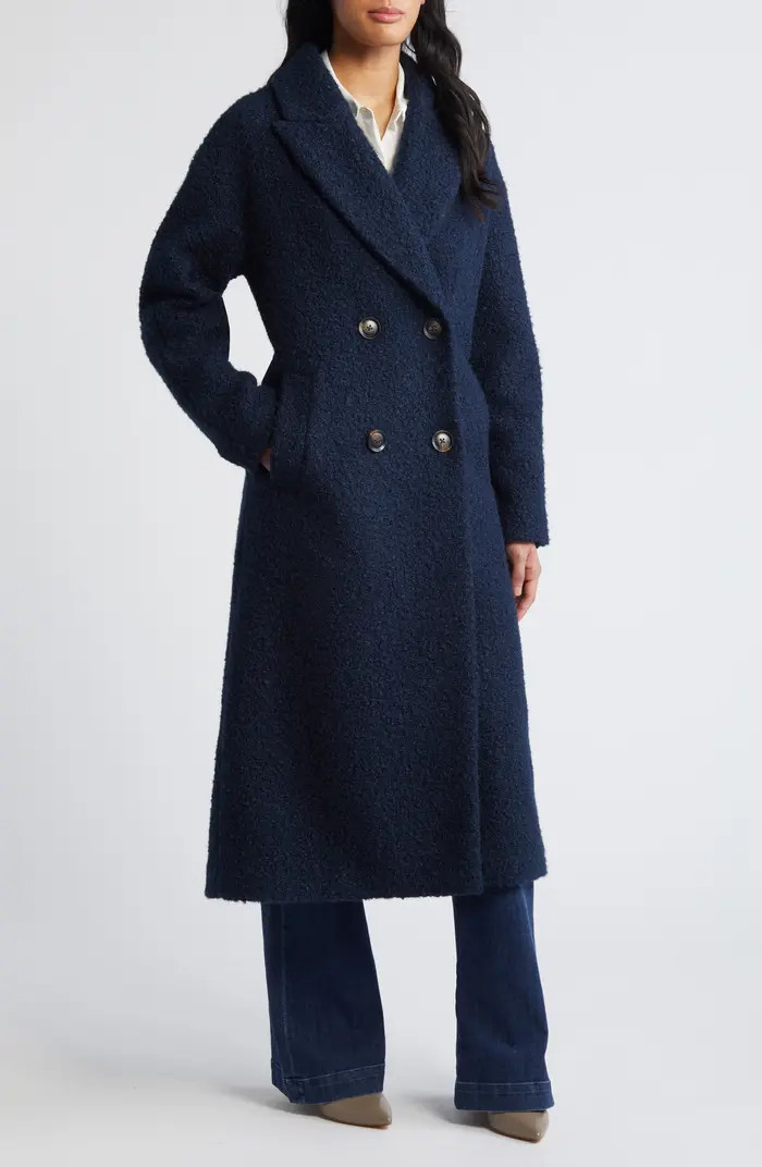 BCBGeneration Double Breasted Bouclé Long Coat | Nordstrom | Nordstrom