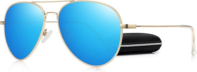 WOWSUN Classic Polarized Aviator Sunglasses for Women Men with Case | Amazon (US)