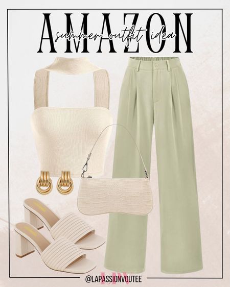 Elevate your summer glam with our Amazon finds: a chic halter crop top paired with wide-leg trousers for a sophisticated look. Complete the ensemble with statement dangle earrings, a trendy shoulder bag, and stylish block heel sandals.

#LTKfindsunder100 #LTKstyletip #LTKSeasonal