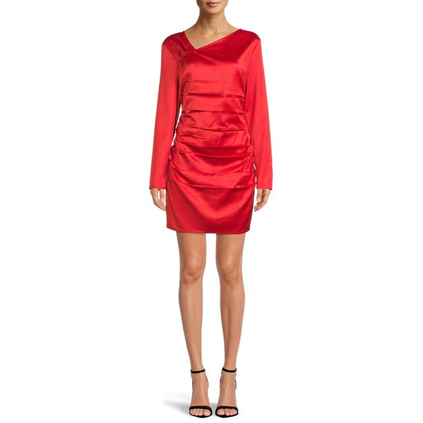 Kendall + Kylie Junior's Asymmetric Pleated Satin Dress - Walmart.com | Walmart (US)
