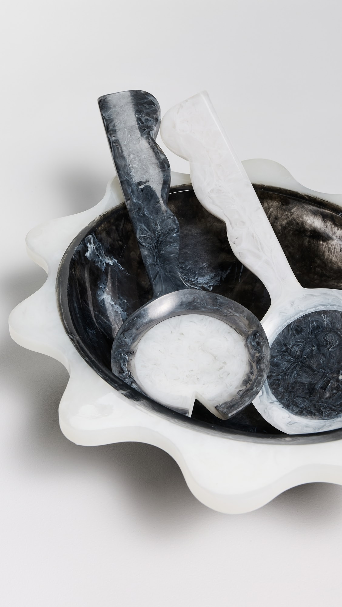 Mustique Ripple Salad Servers - Black/White - 34815 | Shopbop