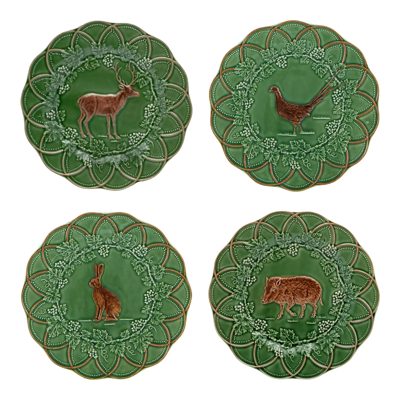 Bordallo Pinheiro Woods Assorted Snack Plates, Set of 4 | Chairish