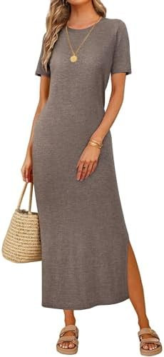 Arach&Cloz Women's Wool Blend Lightweight Fall Casual T Shirts Maxi Dress 2025 | Amazon (US)